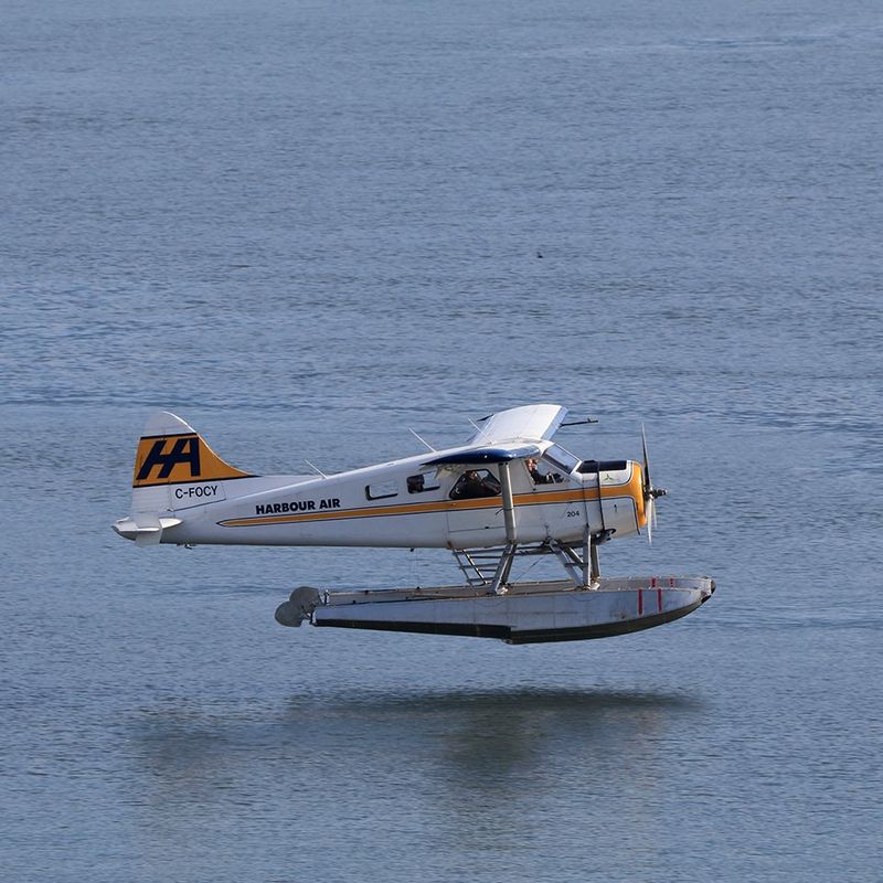 Small plane flying lake 